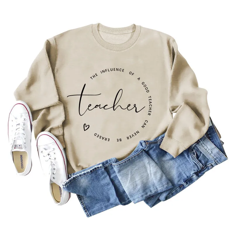 THE INFLUENCE OF LETTERS LOOSE ROUND NECK LONG SLEEVE OVERSIZE SWEATSHIRT