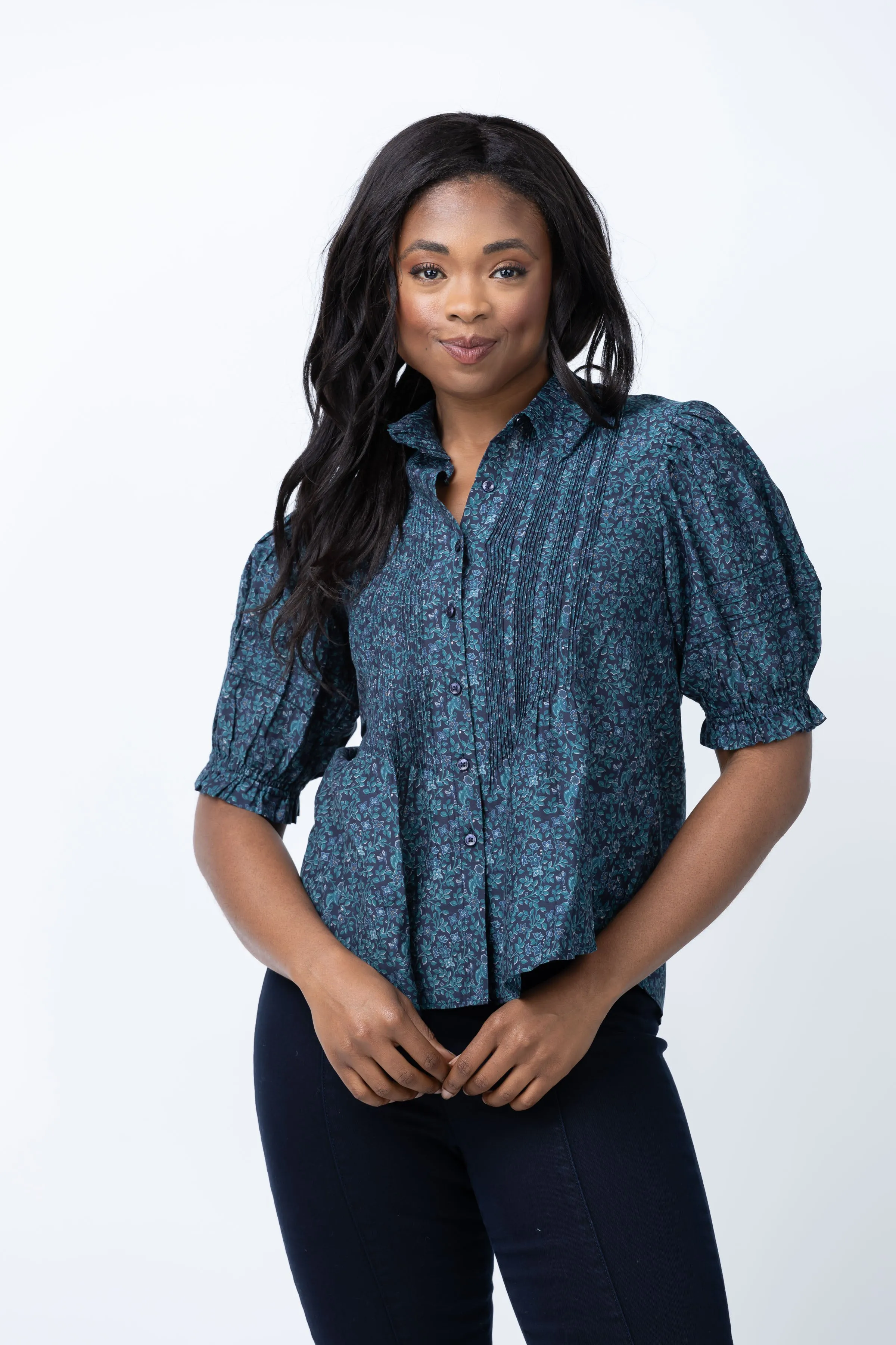 Trovata Jess Blouse in Blue Ridge Ditsy