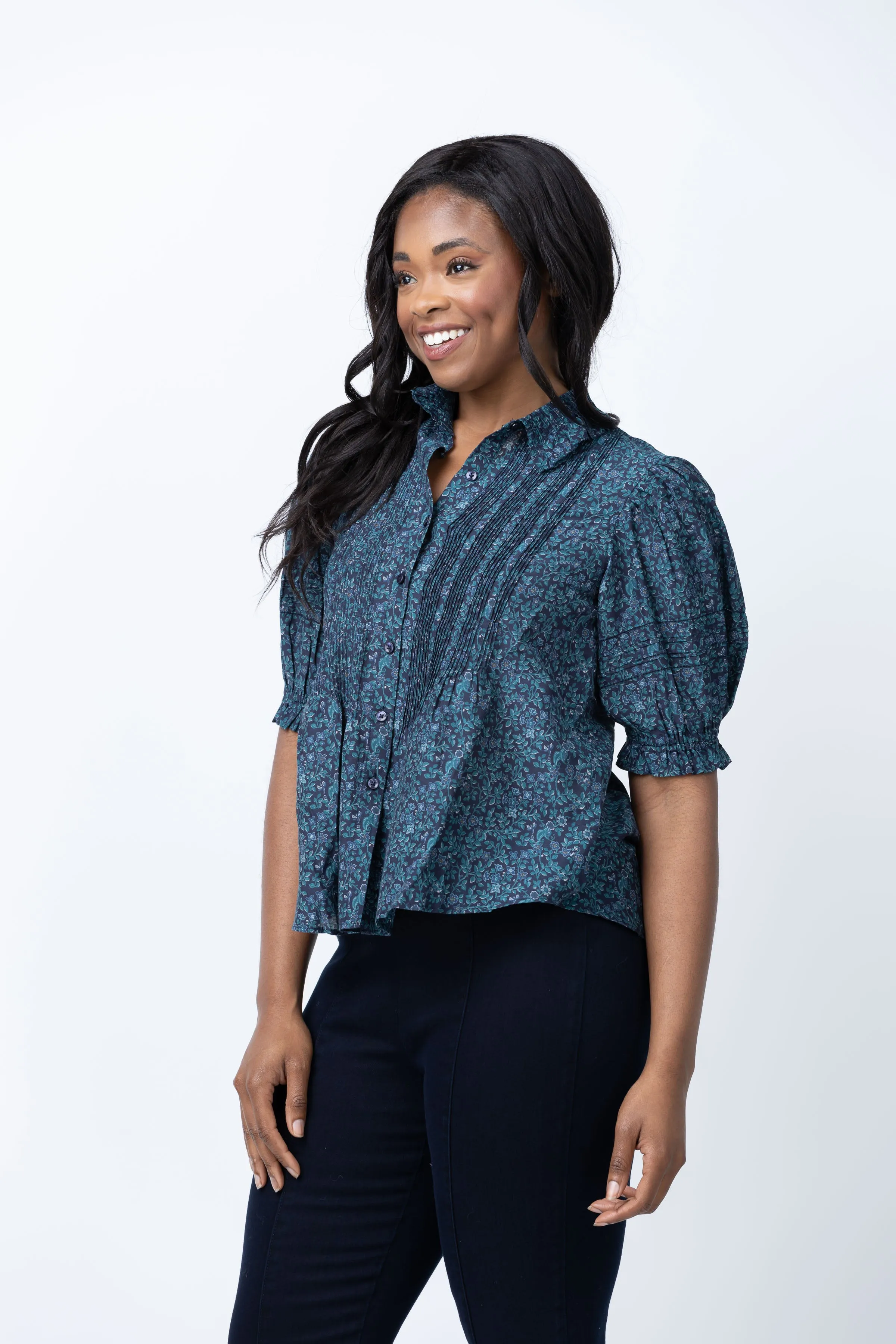 Trovata Jess Blouse in Blue Ridge Ditsy