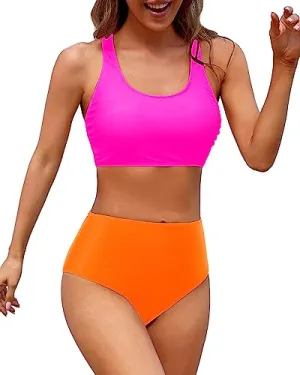 Two Piece High Waisted Sports Swimsuits