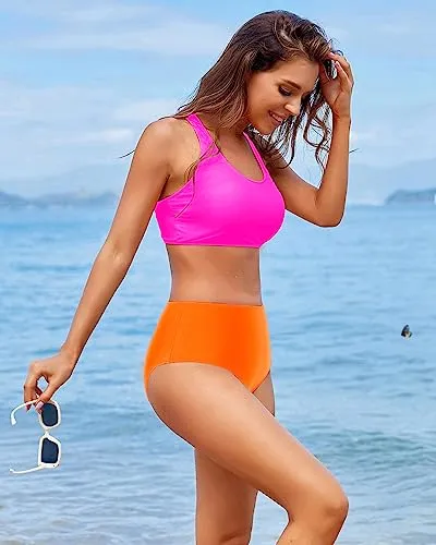 Two Piece High Waisted Sports Swimsuits