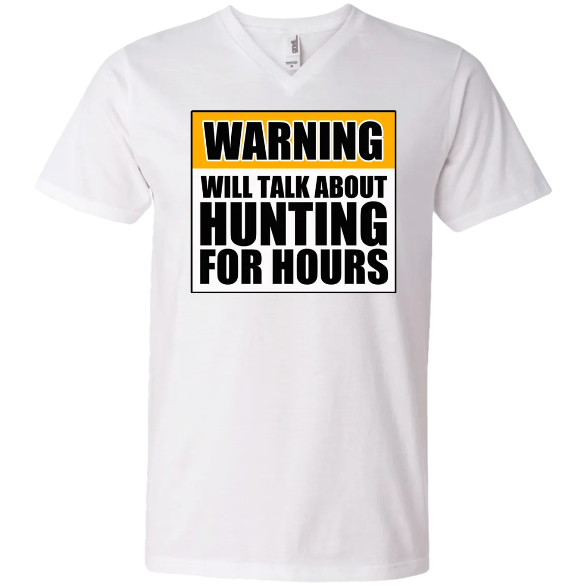 Warning Will Talk About Hunting For Hours Men's Printed V-Neck T