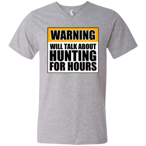 Warning Will Talk About Hunting For Hours Men's Printed V-Neck T