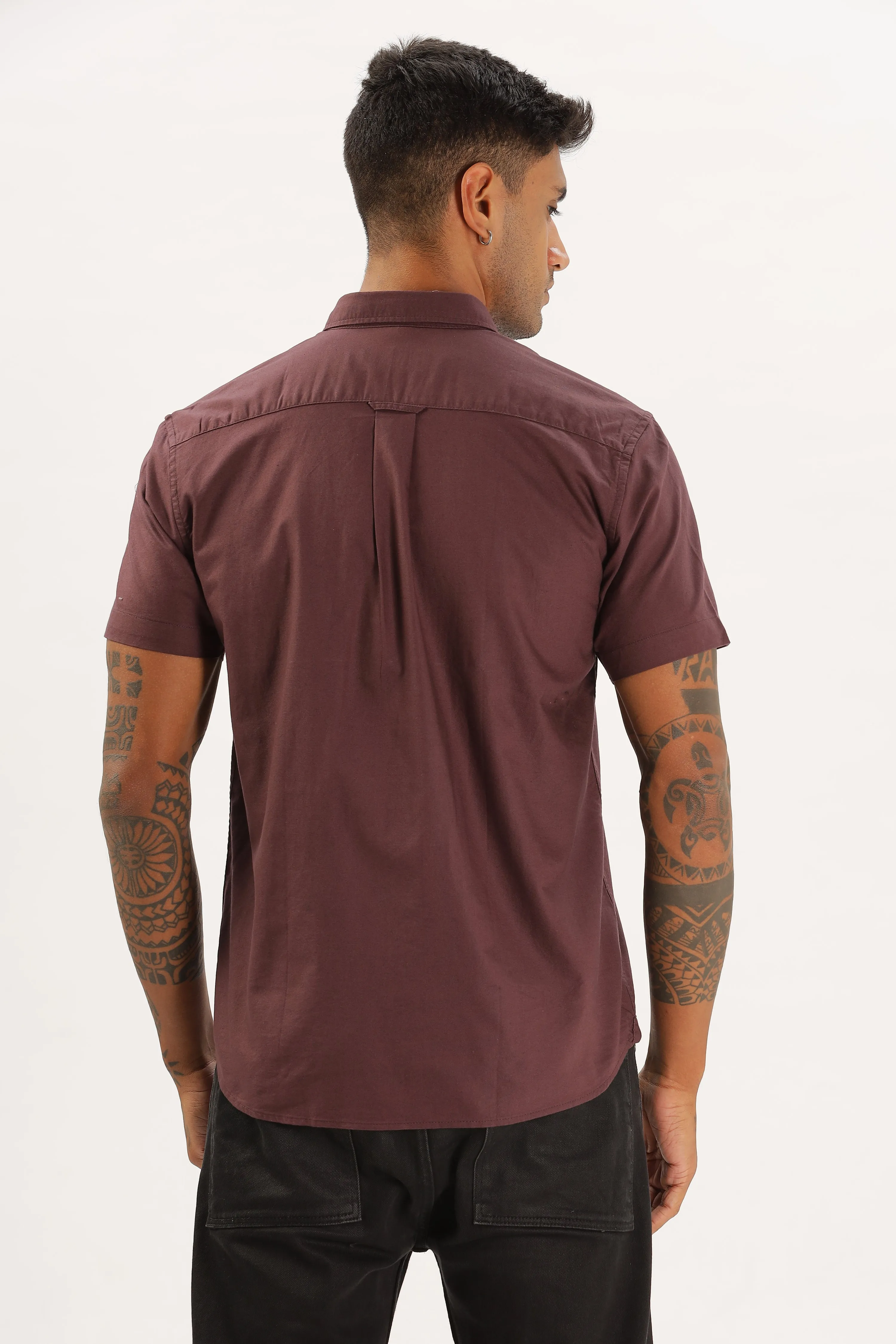 Wine Half Sleeve Regular Fit Shirt