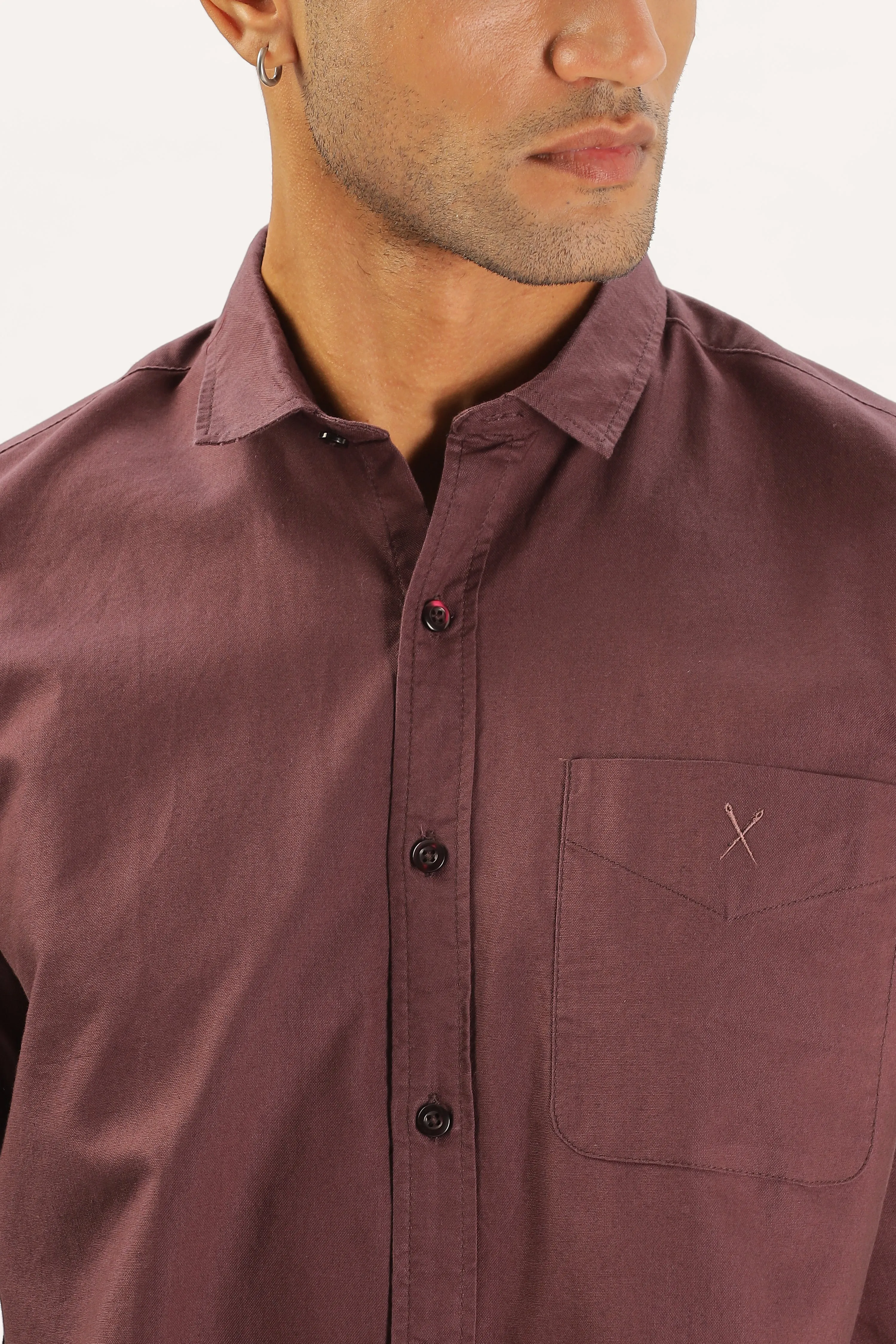 Wine Half Sleeve Regular Fit Shirt