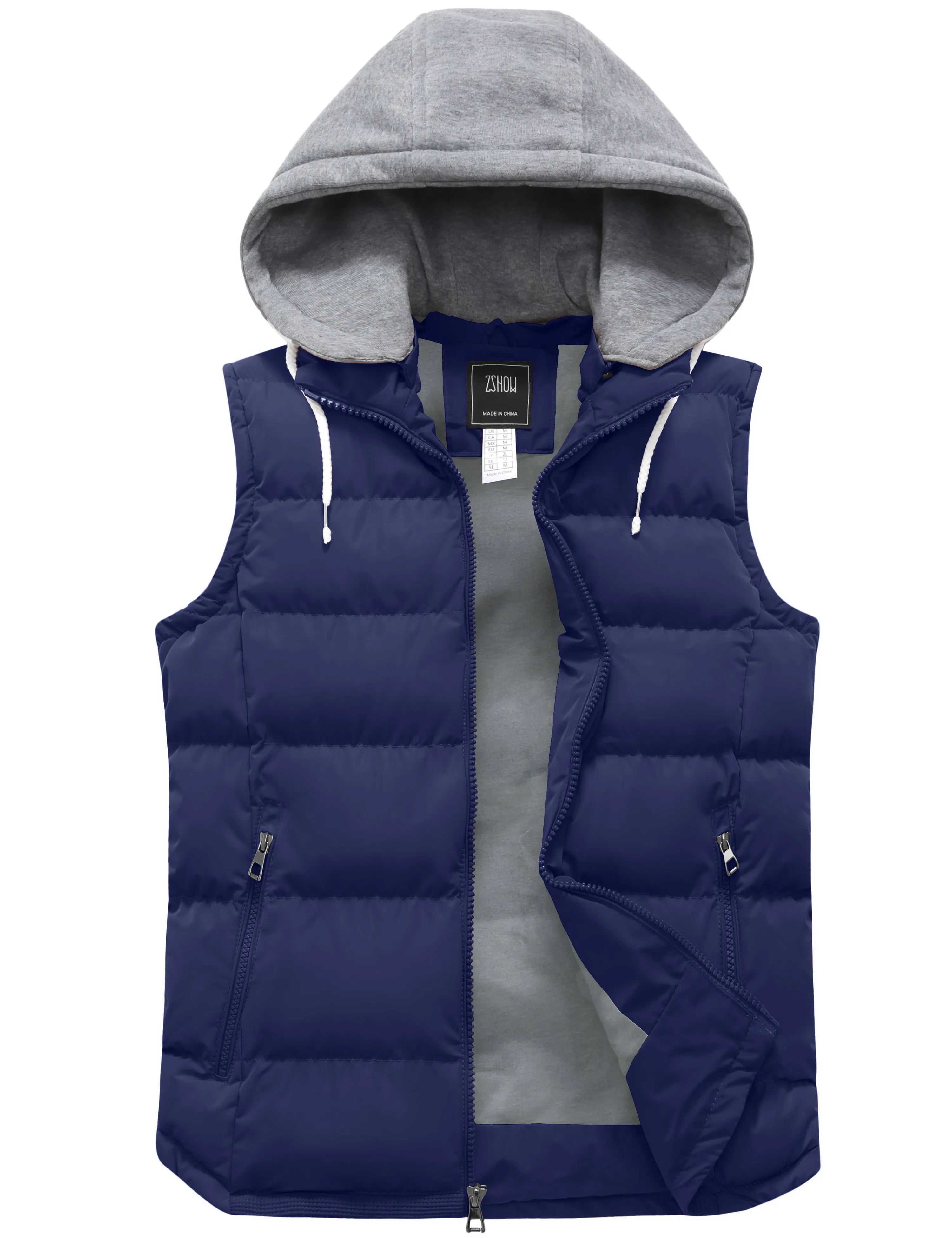 ZSHOW Men's Puffer Vest Removable Hooded Vest